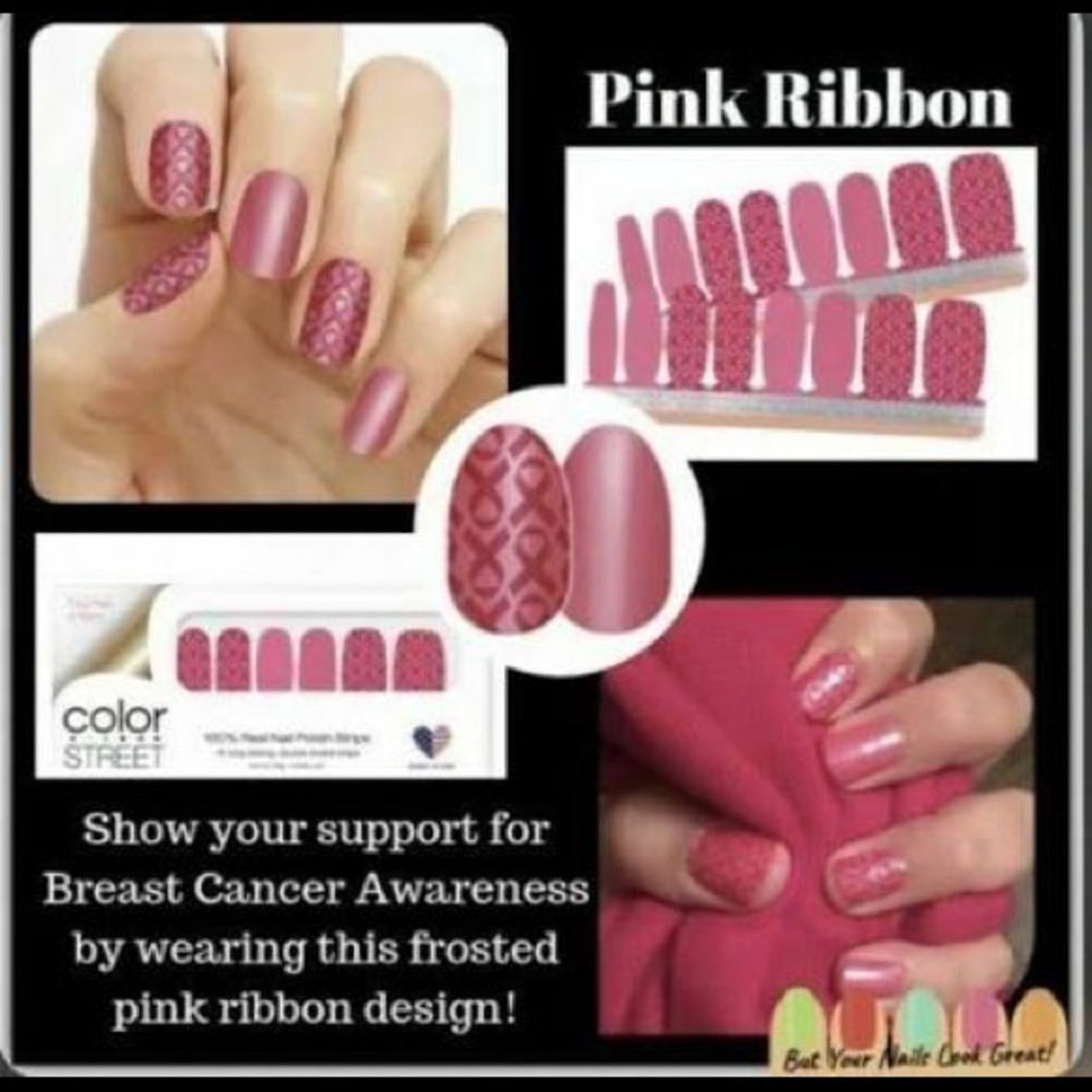 Color street pink ribbon nail strips